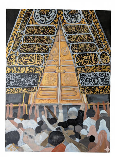 Technical reproduction of the Kiswa (the Kaaba door curtain). This study focuses on the monumental Thuluth script and the intricate 'Basmala' compositions used in the gold-and-silver embroidery of the Haramain tradition. Beyond the calligraphy, this projec